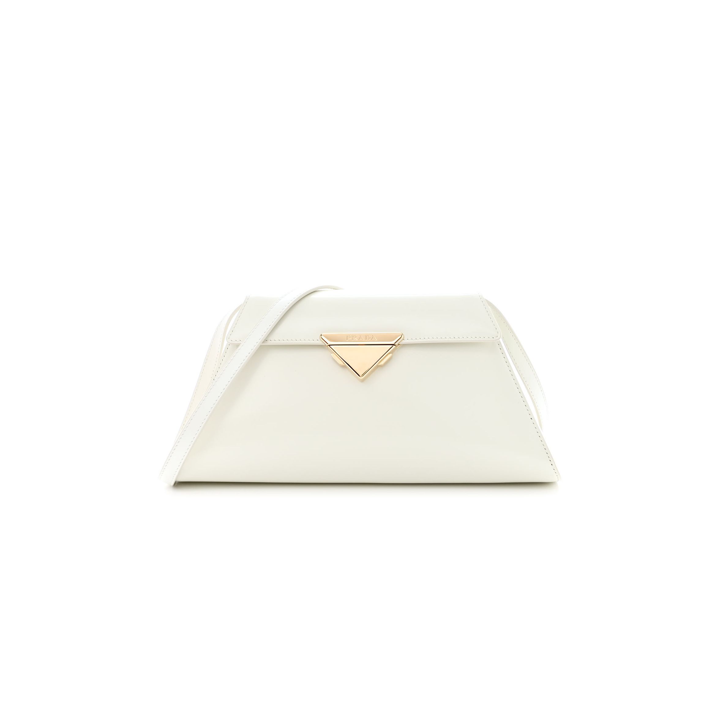 PRADA SPAZZOLATO FLAP SHOULDER BAG WHITE (29*14*6cm) PRADA SPAZZOLATO FLAP SHOULDER BAG WHITE (29*14*6cm)