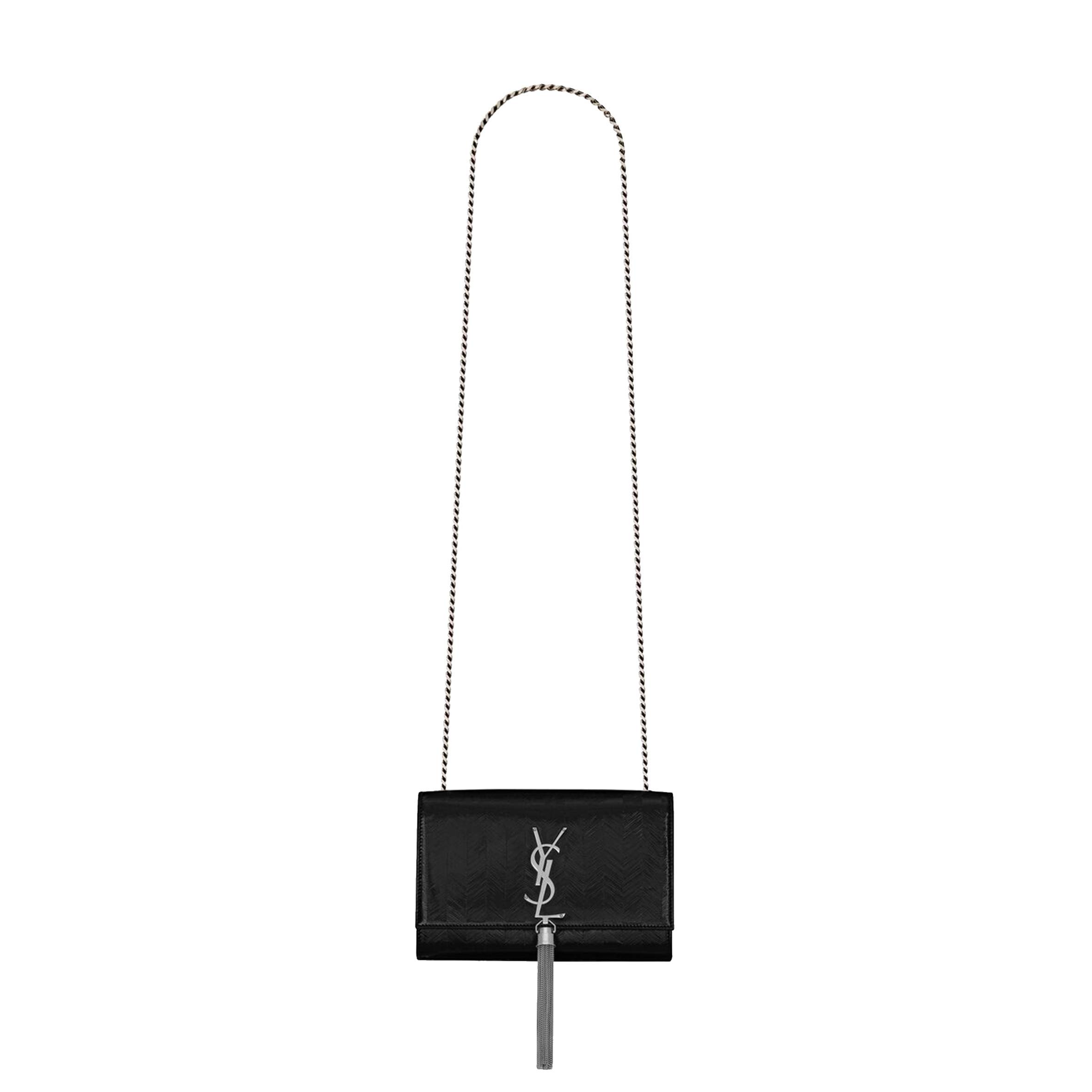 YSL KATE SMALL CHAIN BAG WITH TASSEL IN CHEVRON PATENT LEATHER 474366AAAWI1000 (20*12.5*5cm) YSL KATE SMALL CHAIN BAG WITH TASSEL IN CHEVRON PATENT LEATHER 474366AAAWI1000 (20*12.5*5cm)