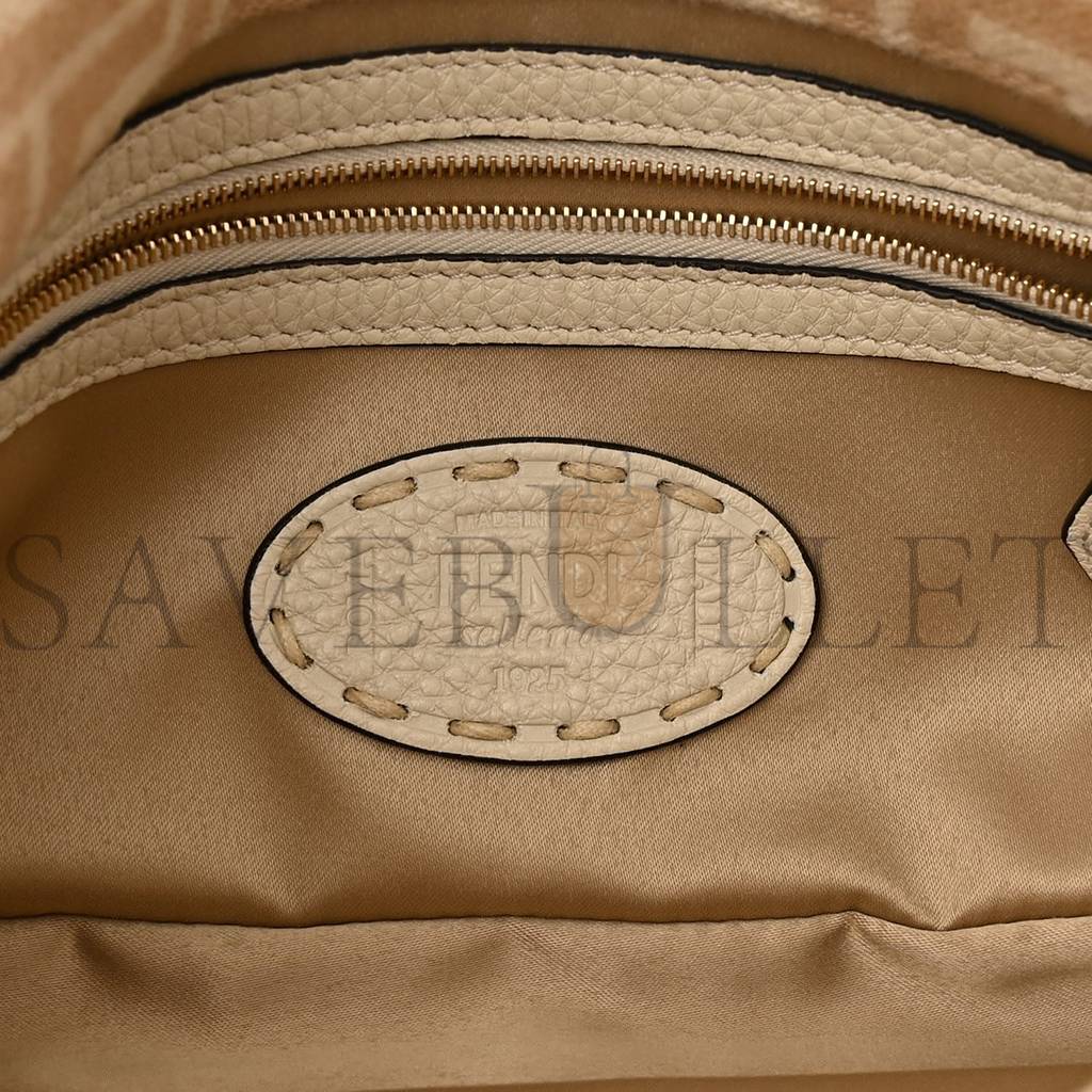 FENDI WOOL CUOIO ROMANO SELLERIA FF 1974 BAGUETTE 1997 BEIGE CAMMELLO CAMELIA (27*14*4cm) FENDI WOOL CUOIO ROMANO SELLERIA FF 1974 BAGUETTE 1997 BEIGE CAMMELLO CAMELIA (27*14*4cm)