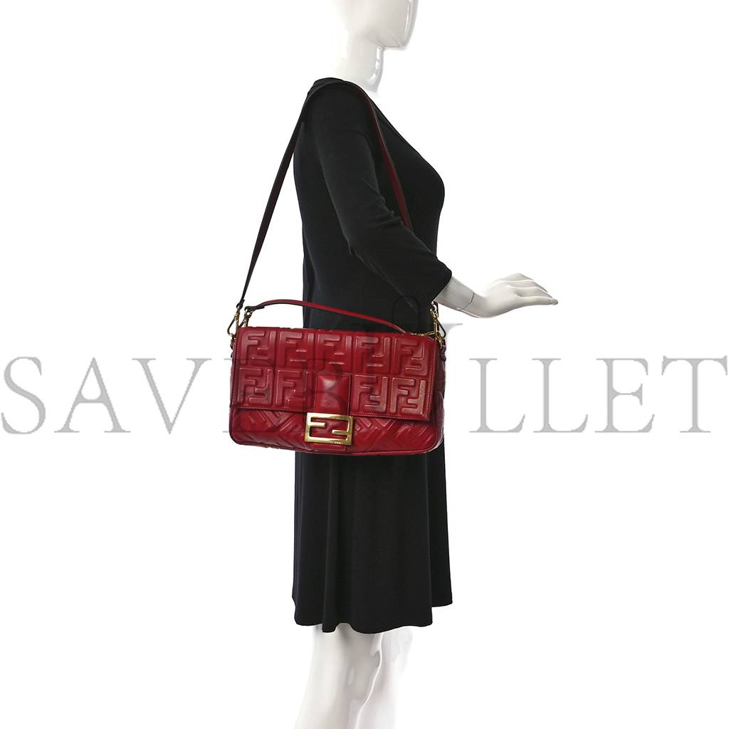 FENDI NAPPA FF 1974 EMBOSSED LARGE BAGUETTE FRAGOLA (32*16*5cm) FENDI NAPPA FF 1974 EMBOSSED LARGE BAGUETTE FRAGOLA (32*16*5cm)