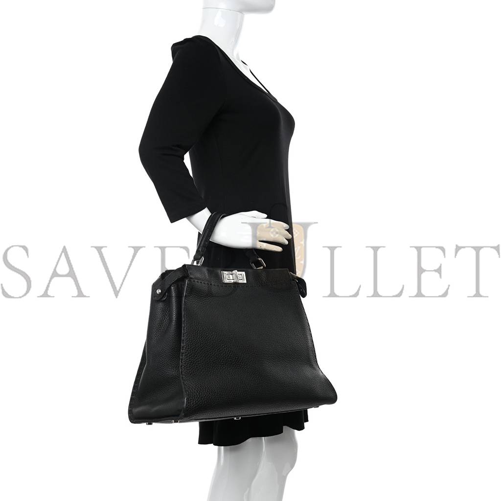 FENDI CUOIO ROMANO SELLERIA BI-COLOR LARGE PEEKABOO ICONIC SATCHEL BLACK MOU (39*30*18cm) FENDI CUOIO ROMANO SELLERIA BI-COLOR LARGE PEEKABOO ICONIC SATCHEL BLACK MOU (39*30*18cm)