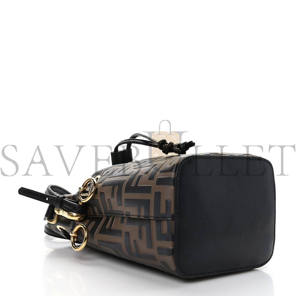 FENDI VITELLO LIBERTY F IS FENDI BI-COLOR FF 1974 EMBOSSED MINI MON TRESOR BUCKET BAG MAYA BLACK (18*11*10cm) FENDI VITELLO LIBERTY F IS FENDI BI-COLOR FF 1974 EMBOSSED MINI MON TRESOR BUCKET BAG MAYA BLACK (18*11*10cm)