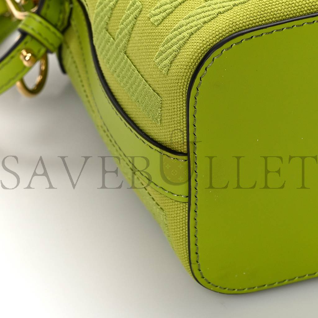 FENDI CANVAS VITELLO GRACE F IS FENDI FF EMBROIDERED MINI MON TRESOR BUCKET BAG WASABI (18*12*10cm) FENDI CANVAS VITELLO GRACE F IS FENDI FF EMBROIDERED MINI MON TRESOR BUCKET BAG WASABI (18*12*10cm)
