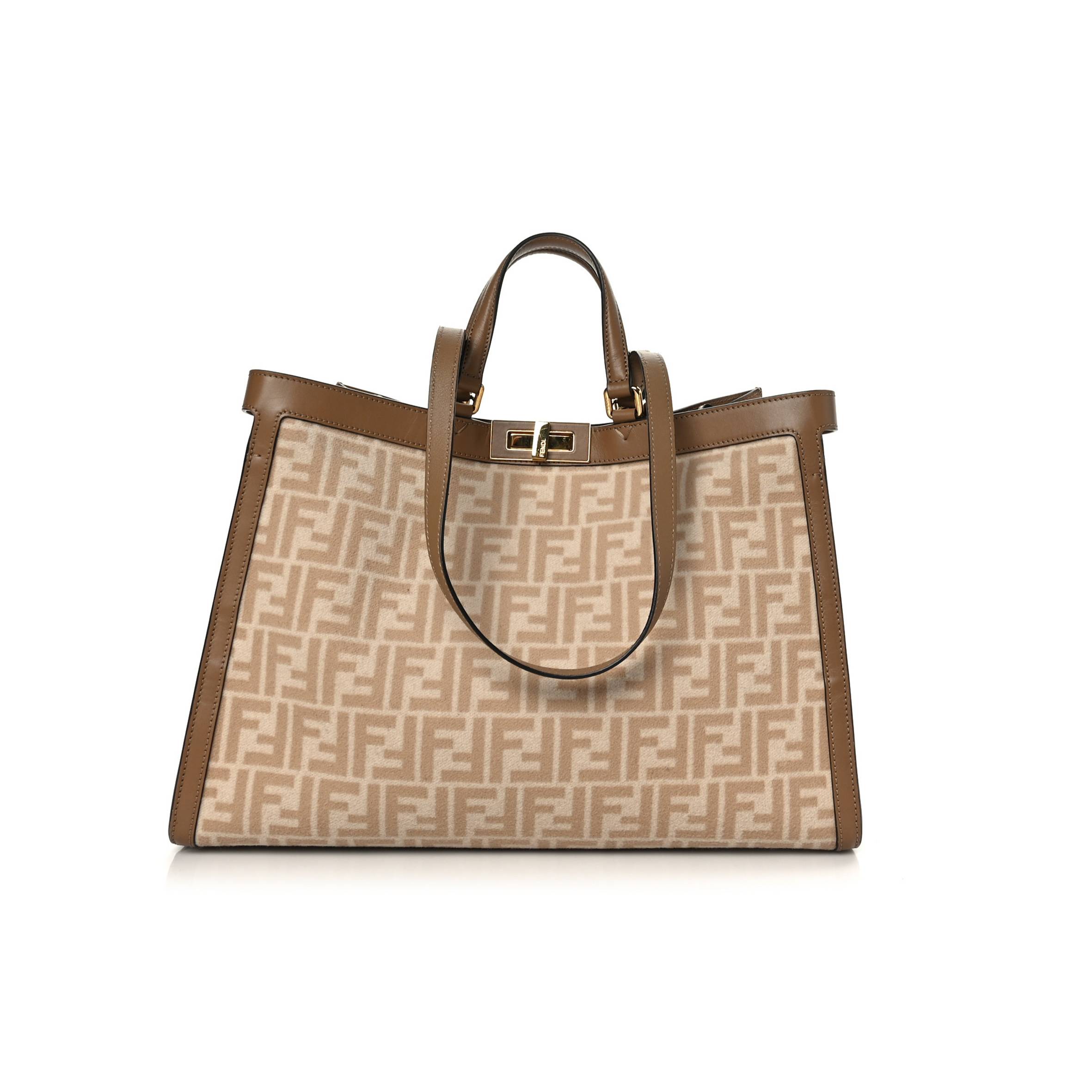 FENDI WOOL VITELLO KING SETA FF 1974 MEDIUM PEEKABOO X-TOTE BEIGE CAMMELLO SAND (41*29*15cm) FENDI WOOL VITELLO KING SETA FF 1974 MEDIUM PEEKABOO X-TOTE BEIGE CAMMELLO SAND (41*29*15cm)
