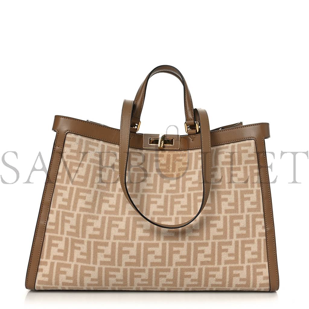 FENDI WOOL VITELLO KING SETA FF 1974 MEDIUM PEEKABOO X-TOTE BEIGE CAMMELLO SAND (41*29*15cm) FENDI WOOL VITELLO KING SETA FF 1974 MEDIUM PEEKABOO X-TOTE BEIGE CAMMELLO SAND (41*29*15cm)