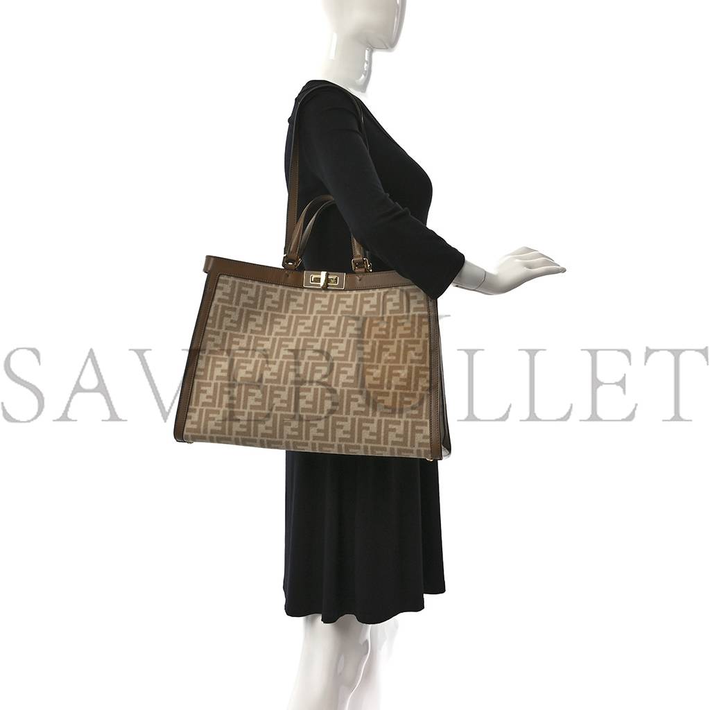 FENDI WOOL VITELLO KING SETA FF 1974 MEDIUM PEEKABOO X-TOTE BEIGE CAMMELLO SAND (41*29*15cm) FENDI WOOL VITELLO KING SETA FF 1974 MEDIUM PEEKABOO X-TOTE BEIGE CAMMELLO SAND (41*29*15cm)
