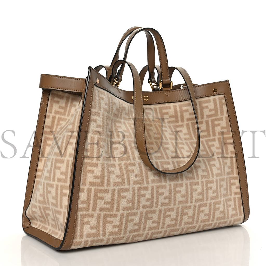 FENDI WOOL VITELLO KING SETA FF 1974 MEDIUM PEEKABOO X-TOTE BEIGE CAMMELLO SAND (41*29*15cm) FENDI WOOL VITELLO KING SETA FF 1974 MEDIUM PEEKABOO X-TOTE BEIGE CAMMELLO SAND (41*29*15cm)