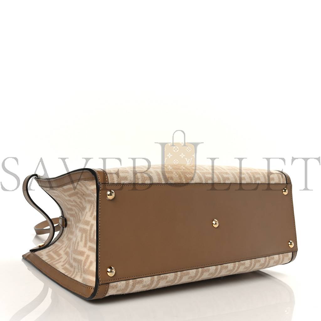 FENDI WOOL VITELLO KING SETA FF 1974 MEDIUM PEEKABOO X-TOTE BEIGE CAMMELLO SAND (41*29*15cm) FENDI WOOL VITELLO KING SETA FF 1974 MEDIUM PEEKABOO X-TOTE BEIGE CAMMELLO SAND (41*29*15cm)